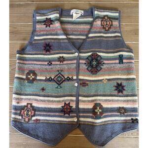 ORVIS Vintage Women’s Sweater Vest Wool Southwest Aztec Cottagecore LARGE L